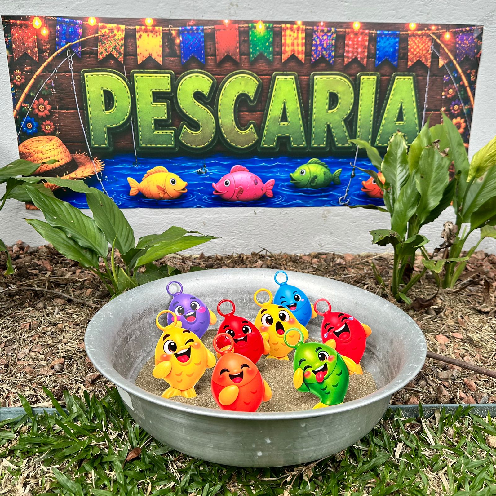 Prévia visual da arte de pescaria do Mega Kit Arraiá.